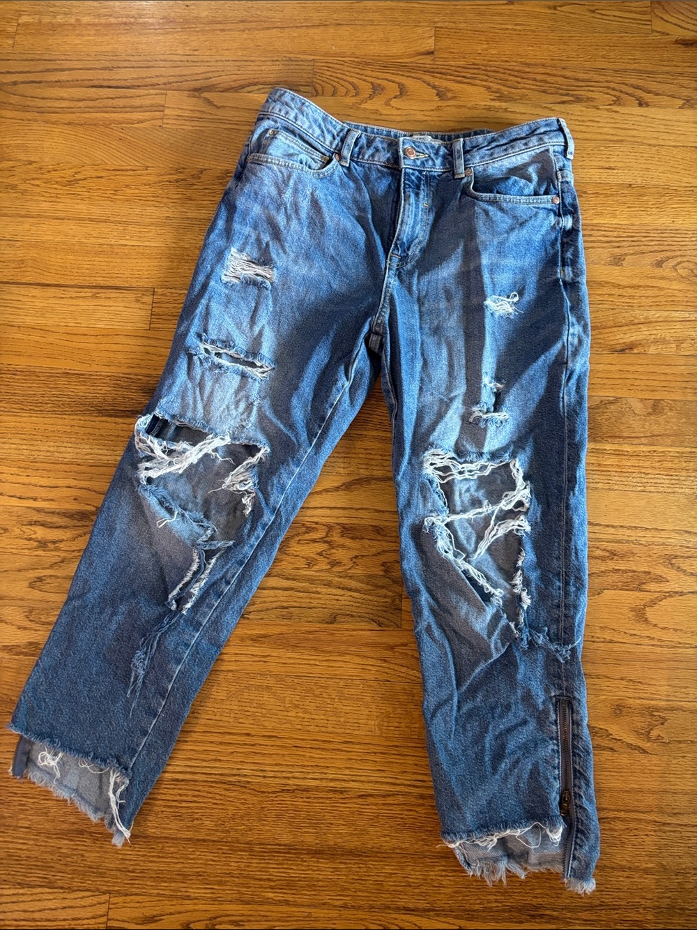 Zara Distressed Blue Denim ankle Jeans